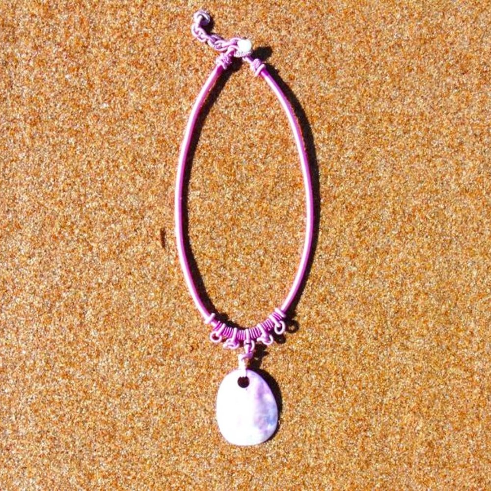 Lavender Shell Pendant Necklace